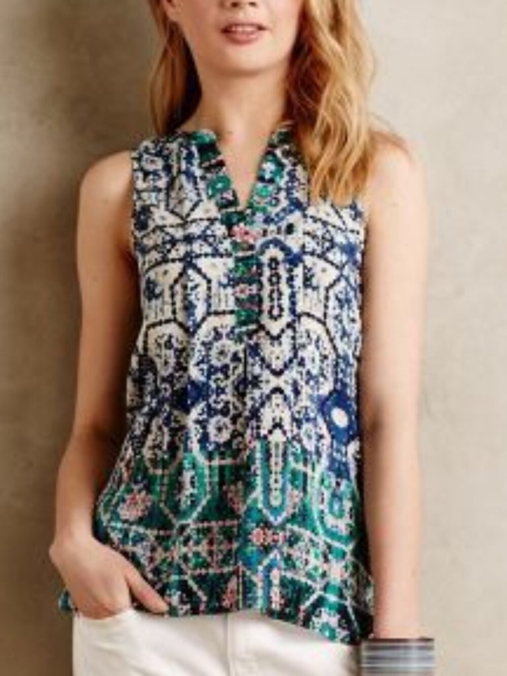 ANTHROPOLOGIE VANESSA VIRGINIA MASSI SILK TANK TOP SIZE 12 PREOWNED